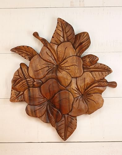 G6 Collection 13" Tropical Hibiscus Wall Art – Hand Carved