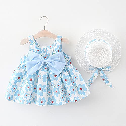 Generic 1 to 5T Kids Toddler Baby Girls Spring Summer Floral Short Sleeve Dress Hat Clothes French Girl Dresses Easter4