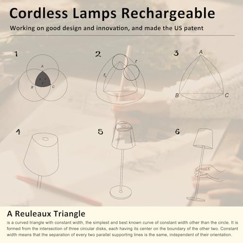 Image of Kakanuo Cordless Table Lamp, Battery Operated Lamp, Portable Desk Lamp, Wireless Rechargeable Lamp, 3 Color Stepless Small Table Lamp for Restaurant, Bar, Party, Camping and Bedroom - White