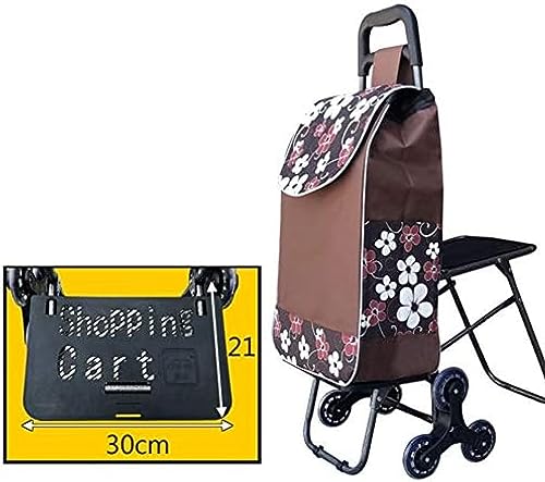Faltbarer Einkaufswagen, tragbarer zusammenklappbarer Trolley mit Sitz, stabilem Eisenrahmen und PU-Rädern für Lebensmittel und tägliche Besorgungen