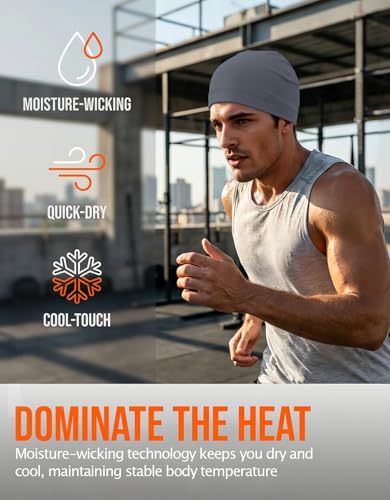 Image of Sweat Wicking Skull Caps Cooling Helmet Liner Hat Running Beanie Cycling Skullcap Sleeping Cap for Men Women