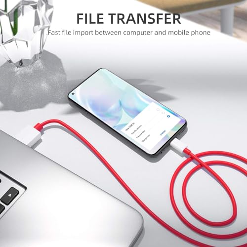 Image of Oneplus USB A to Type C Charging Mobile Data Cable for Oneplus 12 /12R /11 /11R /10 Pro /10R /10T /9 /9R /9Rt /8 /8T /7 /6 /Nord 3 /Ce 4 /Ce3 /Ce 3 Lite /2T /Ce 2 /Ce2 Lite 5G /Open Support Warp /Dash /SuperVooc 80W, Red