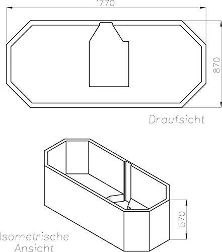 Calmwaters® Achteck Badewanne Komplettset 180 x 90 cm mit Wannenträger & Ablaufgarnitur, Acrylwanne Exclusive, Duowanne für Zwei, Badewannenset komplett 180x90, 8-Eck-Badewanne Weiß, 99000164 – Bild 7