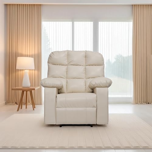 Image of Lumina 1 Seater Motorised Recliner | Single Sofa Chair for Living Room Comfort | Ergonomic Design (Leatherette - Beige)