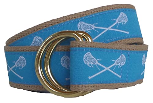 Carolina Blue Lacrosse Ribbon D-Ring Belt Polished Steel D-Ring 34 Navy2