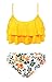 SHEKINI Costumi da Bagno per Donna Bambina Bikini Due Pezzi Madre e Figlia Carino Elegante a Balze Regolabile Halter Top Stampato Bikini Famiglia Beachwea（8-10 Anni,Giallo）