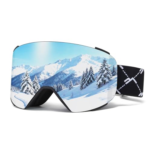【Protezione Delle Lenti a Doppio Strato】Le Nostre Ski Goggles sono dotate di lenti a doppio strato antigraffio, antiappannamento (con rivestimento interno antiappannamento) e protezione UV. Offrono una visione libera, un rapido flusso d'aria e una rimozione dell'umidità, garantendo una visione nitida in condizioni di nebbia e neve