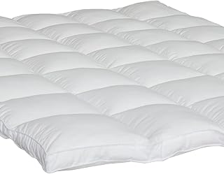 Mattress Topper Single Bed 5CM Thick White, Quilted Microfibre Soft, Hypoallergenic with Elasticized Corner Straps (SINGLE(90x190cm))