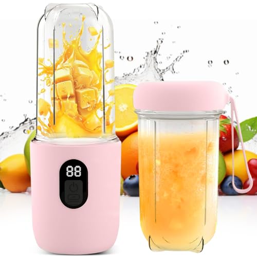 BIZOI Licuadora Portátil Recargable Por USB, Mini Batidora con Pantalla Led, Batidora Portátil de 500 ml, Batidora de Smoothie Maker to go para Cocina, Gimnasio, Oficina, Camping, Viajes