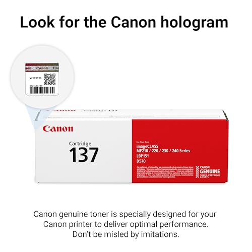 Image of Canon Genuine 137 Black Toner Cartridge Compatible with LBP151dw, MF210 Series, MF220 Series, MF230 Series, MF240 Series, D570
