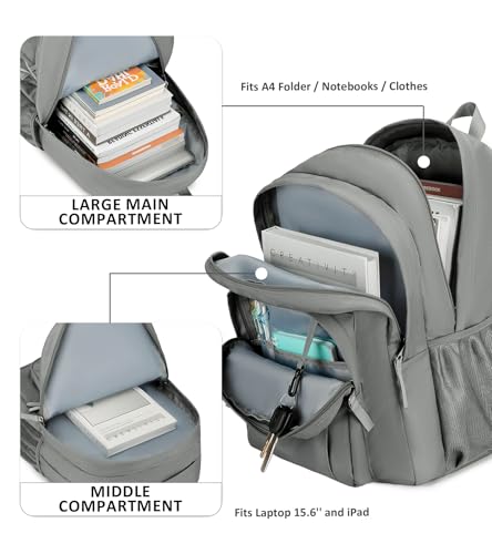 Image of abshoo Classical Basic Womens Travel Backpack For College Men Water Resistant Large Bookbag (Grey)