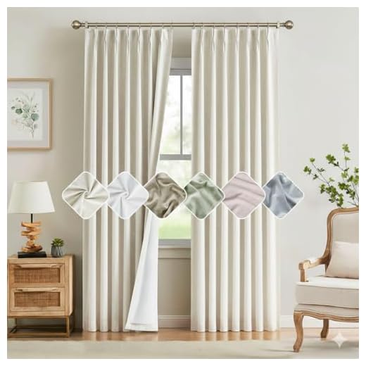 Kayne Studio Natural Pinch Pleated Full Blackout Curtains, Linen Blend Room Darkening Thermal Insulated Soundproof Drapes, 84 Inch Back Tab Window Curtains for Living Room Bedroom (2 Panels, 40"x84")