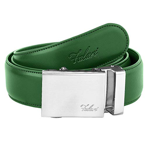 Image of Falari Men Unisex Genuine Leather Ratchet Dress and Casual Belt, Automatic Sliding Buckle, Trim to Fit