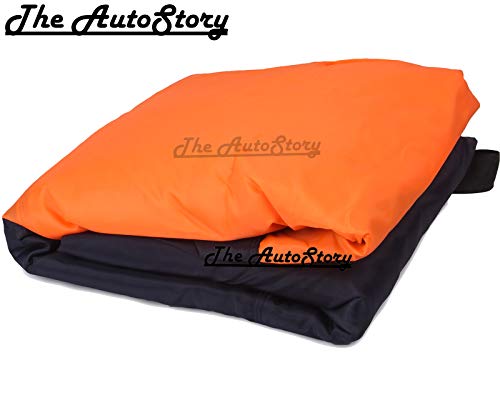 Image of 190 Taffeta Water Resistant Car Body Cover Compatible with Maruti Van /Omni with Mirror Pockets (Orange /Navy Blue)