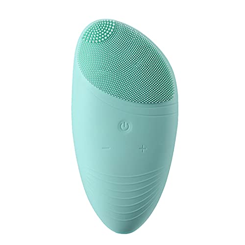 Sonic Facial Cleansing Brush Waterproof Silicone for Face Deep Cleansing Gentle Exfoliating Massaging Skin USB Rechargeable (Green)