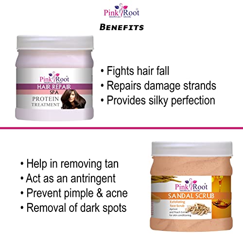 Image of Pink Root Sandal Scrub 500gm with Hair Repair Spa Cream 500gm