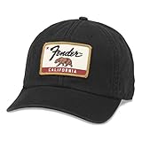 AMERICAN NEEDLE Fender Guitar Baseball Hat, Casual Relaxed Fit with Curved Brim, Adjustable Buckle Strap Dad Cap, Hepcat Collection, Black (FEND-2001A)