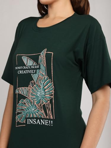 Image of Duchess Cotton Half Sleeve Oversized T-Shirts for Women| Nighty - Loose Fit Tee with Pocket