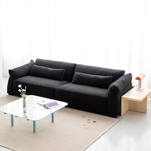 BEDOIN Sofá seccional Modular, sofá de Nube de 2 Asientos de Lujo Moderno, Tela de Cordero, sofás seccional Minimalista para la Oficina de Apartamentos de la Sala de Estar black-245cm