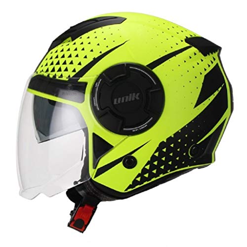 Casque Jet CJ-11 Unik jaune fluo idéal pour vos trajets en ville en scooter