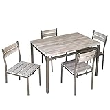 bakaji set tavolo da pranzo + 4 sedie in stile moderno con struttura in metallo piano in vetro temperato e sedie imbottite colore grigio per cucina sala da pranzo soggiorno casa dimensioni 110x70x75cm