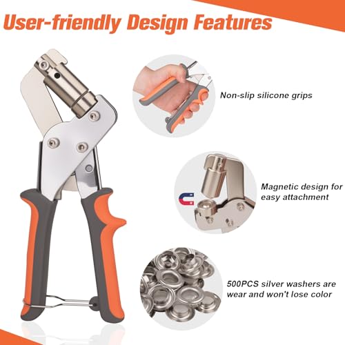 500Pcs 3/8Inch Grommet Tool Kit