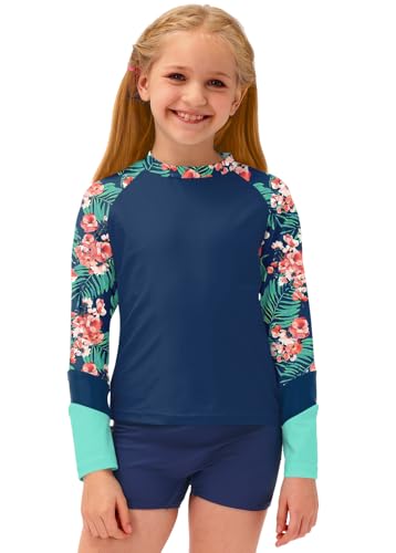 Image of BesserBay Girls Rash Guard UPF 50+ Raglan Sleeve Swim Shirt 6-14 Years