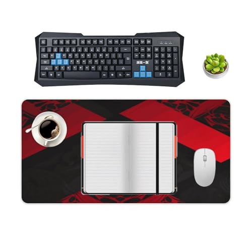 Red Black Desk Pad Large Office Desk Mat Waterproof Mouse Pad miniatura 4
