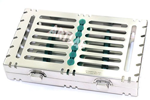 Detachable Dental Autoclave Sterilization Cassettes Racks Box for 7 Instruments Green CYNAMED