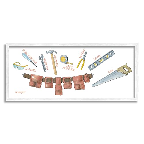 Image of 'Various Construction Tools Educational'| Framed Giclee Art | Stupell Industries | White, 24 x 10 Inches, Easy to Hang and Sturdy, Made in USA, by Dishique