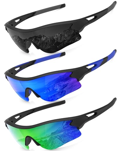 Image of KALIYADI Sports Sunglasses Polarized Sunglasses-Men: Mens Sunglasses with UV400 for Golf Running Fishing
