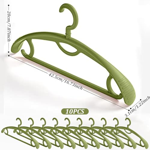 Cintres pour costumes à large épaule en plastique vert lot de 10
