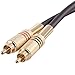 Seismic Audio Speakers Premium 1 Foot Dual RCA Male To Dual RCA Male Audio Patch Cable, Black Color Cable, 2RCA to 2RCA Audio Cord