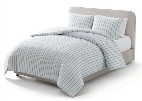 UGG Full/Queen Comforter Set – 3 Piece Luxury Bedding Set, Soft Down Alternative Comforter & Shams, Sea Green Striped Bed Set, Cozy All Season Bed Set (Alamitos)