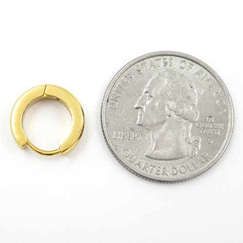 Pair Stainless Steel Slant Edge Hoop Huggy Earrings Silver Gold Black 4mm4