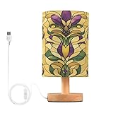 Sevdomey Lámpara de mesa de noche de vidrieras con puerto USB, no necesita bombilla, luz LED cálida para dormitorio, sala de estar, oficina, lámpara de mesita de noche para leer, estudio, decoración