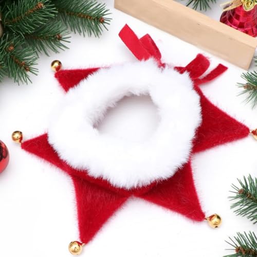 Weihnachtskostüm Hunde Katzen, Weihnachten Hundekostüm Halsband mit Glöckchen Weihnachts Kostüm Halsbänder, Rot Hundehalsband Schal Outfit Geschenk für Klein Mittlere Groß Hund Katze Welpen (M)