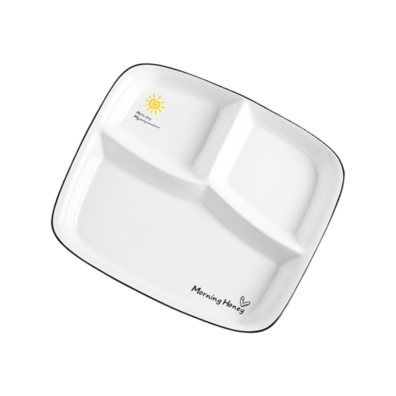 ULTECHNOVO 1Pc Divided Breakfast Plate White Ceramic Dish with Three for Home Dining Stylish Table Setting for Snacks Fruits and Individual Meals