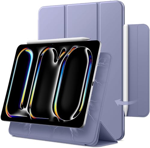 Image of ProElite for iPad Pro 11 Inch M4 /M5 2024 /2025 5th /6th Gen Case, iPad Pro 11 M4 /M5 2024 /2025 Folio Case, Convenient Magnetic Attachment, 2-Way Stand, Full Pencil 2 Support, Auto Sleep Wake, Lavender