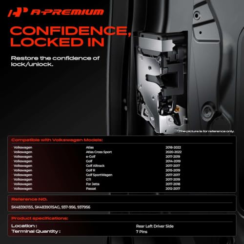 Image of A-Premium Rear Left Driver Side Door Lock Actuator | Fit For Volkswagen Passat Atlas Jetta Golf GTI /e-Golf Atlas Cross Sport Golf R Golf Alltrack /Golf SportWagen