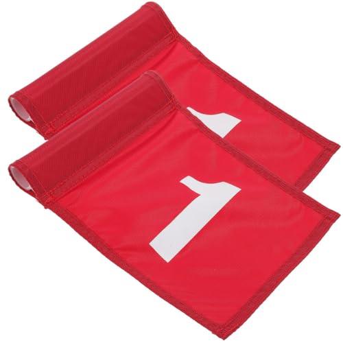 Toddmomy 2 Pièces Drapeaux D'entraînement de Golf Numérotés en Nylon Rouge, Accessoires Portables Anti-usure pour Pratiquer et Jouer Golf