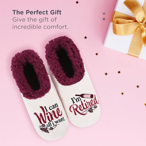 Image of Snoozies Slipper Socks -Funny Quote House Slippers for Women, Non-Slip Fuzzy