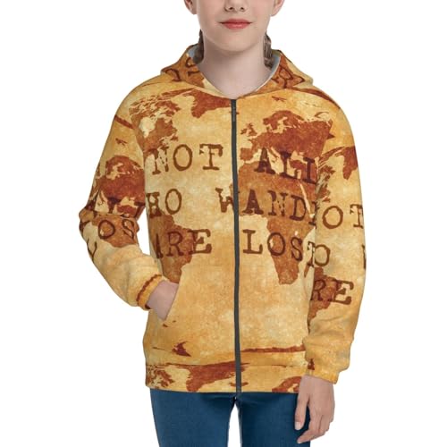 Not All Those Who Wander Are Lost Kids Pullover Hoodies Boys Zip Up Sweatshirts Girls Athletic Clothes with Pocket3
