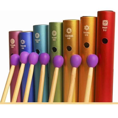 Wah-Wah Tube Kit, 7pcs Hand Percussion Instrument Set with Beater Mallet for Meditation Sound Healing and Relaxation, Includes 7 Frequencies