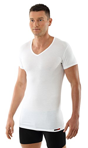Men's v-Neck Business Undershirt with Short Sleeves Micromodal Light White2
