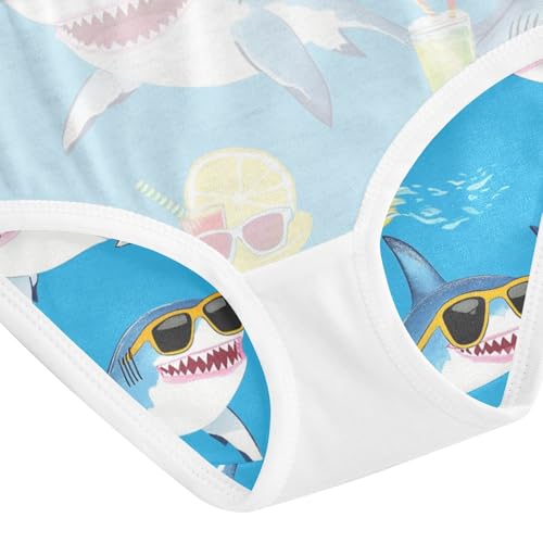 Sharks Girls' Underwear Cotton Wearing Sunglasses Girls Briefs Soft Toddler Underwear 2T4