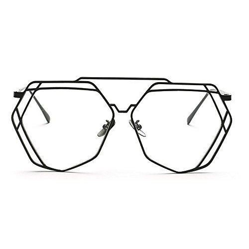 mincl/Oversized Metal Geometric Frame Clear Lens and Color Sunglasses -yhl2