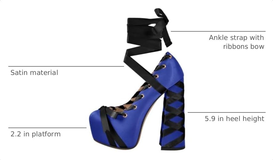 Image of Platform Heels Chunky Bow Ribbon Pumps