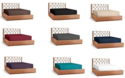 Queens Land Home Easycare & Long Lasting Plain Pollycotton Fitted Sheet. (Small Double (4FT), Latte)