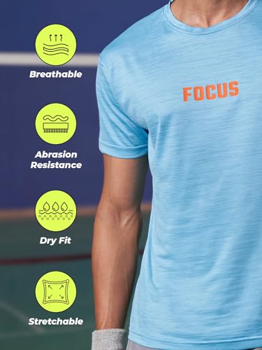 Image of FitMonkey Sports Crew Neck Stretchable Dry Fit T Shirt | Regular Fit Textured T Shirt for Men |Sport T Shirt for Men | Quick Dry Technology with Moisture Control |Breathable & Lightweight